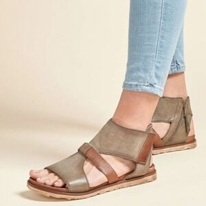 Miz Mooz TAMSYN Verona Collection Sandals Gladiator Zip Up Beige 41 WOMEN 9.5-10